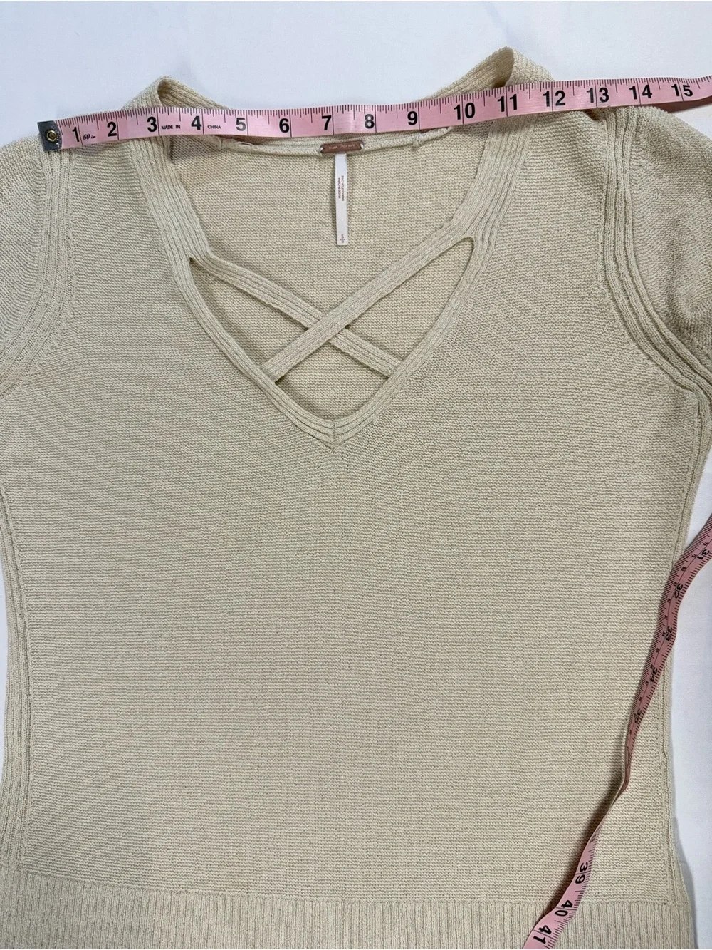 Free People Criss Cross Tunic Sweater Cream Oatmeal Size Small